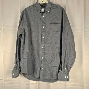 NN07 No Nationality Mens Gray Long Sleeve Button Down Shirt Large